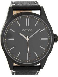   OOZOO TIMEPIECES XXL BLACK LEATHER STRAP C7844