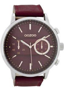   OOZOO TIMEPIECES XXL BORDEAUX LEATHER STRAP C8457