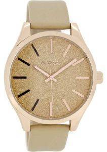   OOZOO TIMEPIECES ROSE GOLD BEIGE LEATHER STRAP C8366