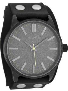   OOZOO TIMEPIECES XXL BLACK LEATHER STRAP C8284