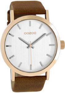   OOZOO TIMEPIECES XL ROSE GOLD BROWN LEATHER STRAP C8271