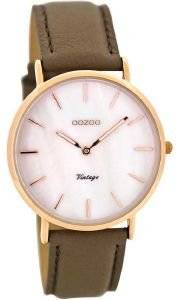   OOZOO TIMEPIECES VINTAGE ROSE GOLD BROWN LEATHER STRAP C8123