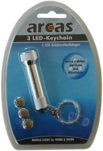 ARCAS 30700002 ALUMINIUM 3 LED TORCH LIGHT WITH KEY CHAIN SILVER