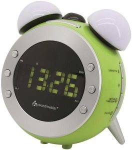 SOUNDMASTER UR140GR AM/FM CLOCK RADIO WITH PROJECTION AND DIMMING LIGHT GREEN