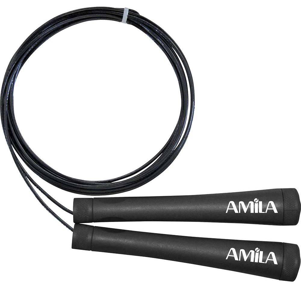 AMILA ΣΧΟΙΝΑΚΙ SPEED ROPE AMILA ΑΠΟ ΣΥΡΜΑ ΧΩΡΙΣ ΒΑΡΙΔΙΟ 2.5ΜΜ*3M ΜΑΥΡΟ