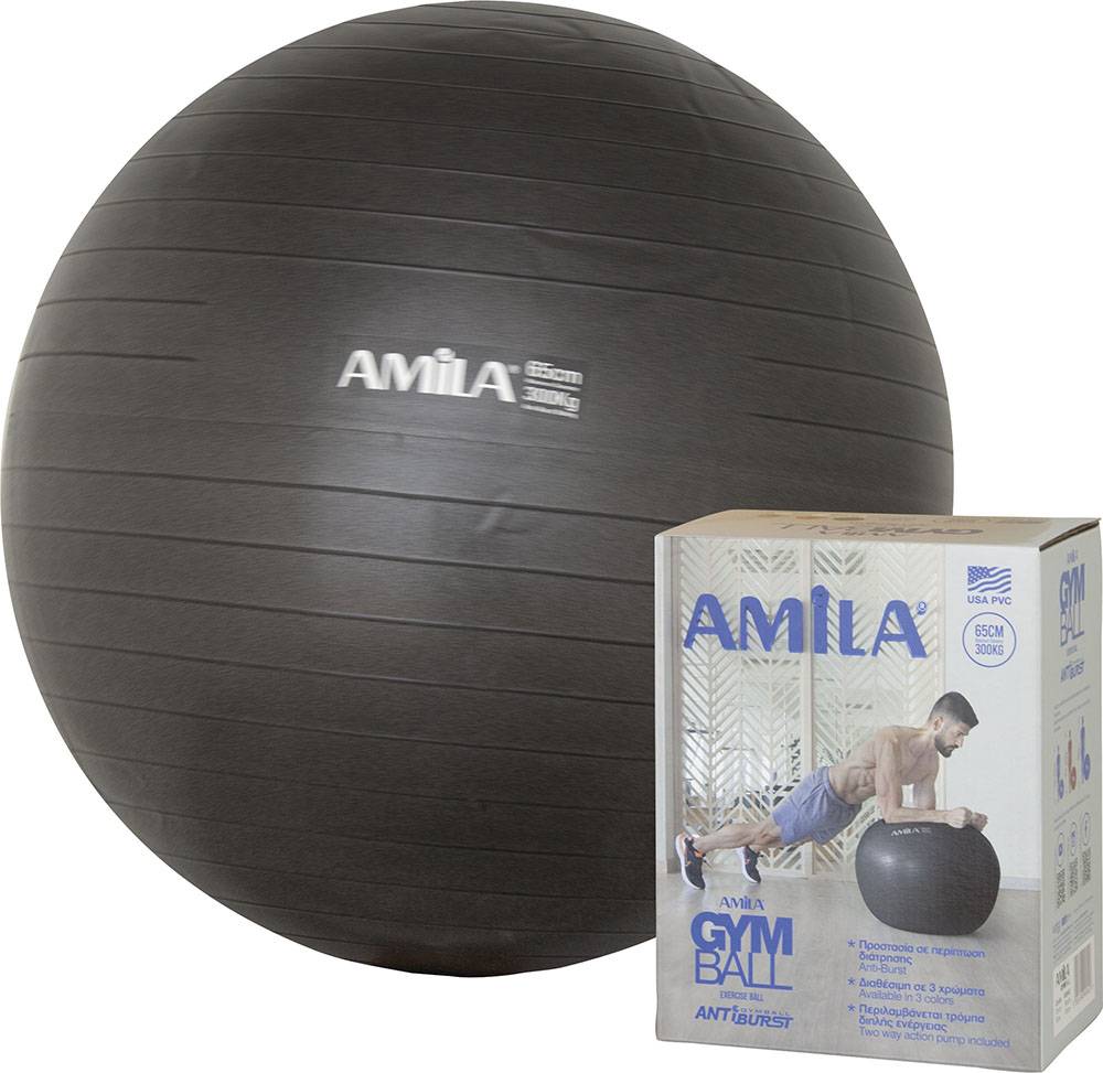 ΜΠΑΛΑ ΓΥΜΝΑΣΤΙΚΗΣ AMILA GYMBALL ΜΑΥΡΗ (65 CM) AMILA