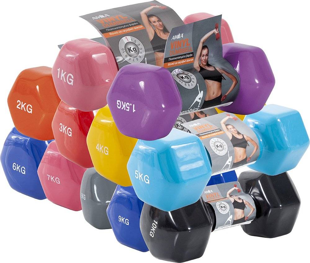 ΒΑΡΑΚΙ (1 ΤΜΧ) AMILA VINYL DUMBBELL ΚΙΤΡΙΝΟ (4 KG)