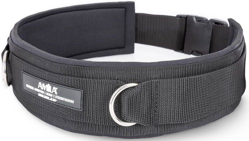 ΖΩΝΗ ΜΕΣΗΣ ΓΙΑ ΛΑΣΤΙΧΑ AMILA PREMIUM ΜΕ 2 ΔΑΧΤΥΛΙΔΙΑ (D RINGS) ΜΑΥΡΗ AMILA