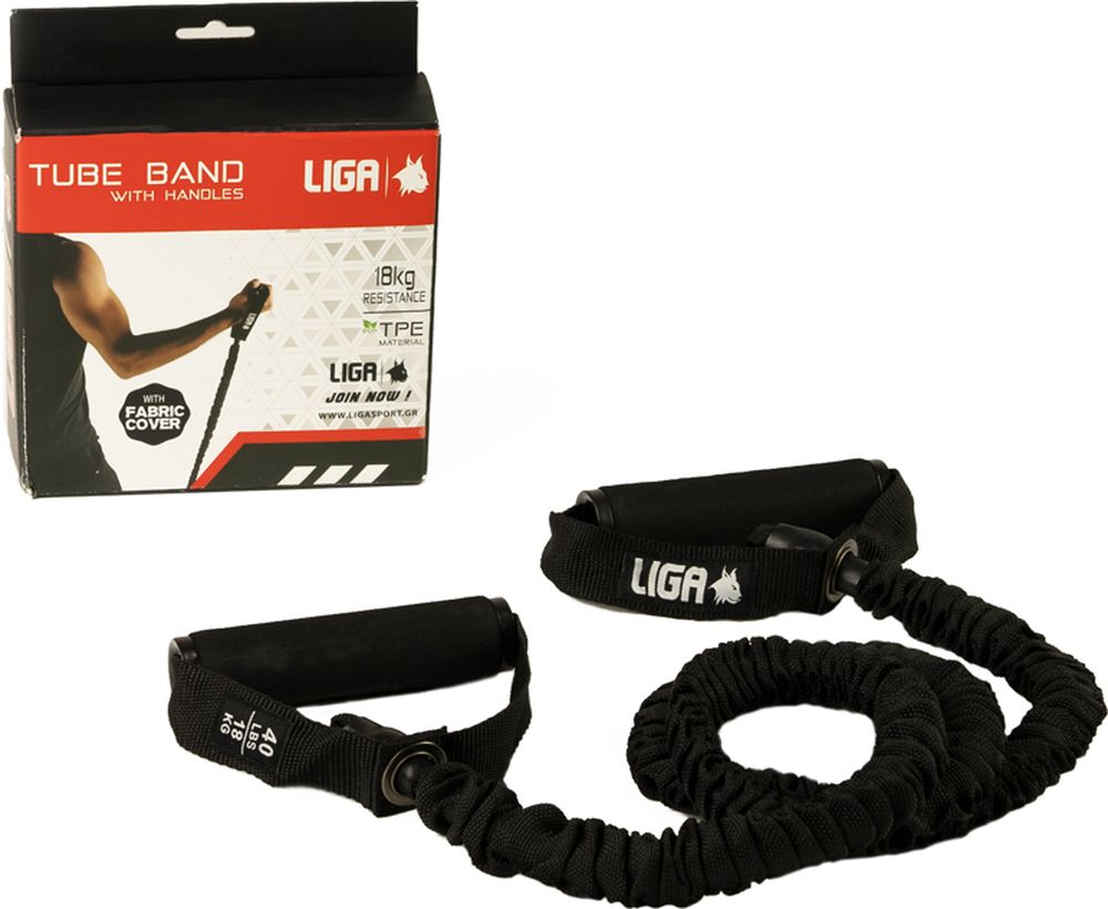 ΛΑΣΤΙΧΟ ΑΝΤΙΣΤΑΣΗΣ ΜΕ ΛΑΒΕΣ LIGA SPORT TUBE BAND ΜΑΥΡΟ (18 KG) LIGA SPORT
