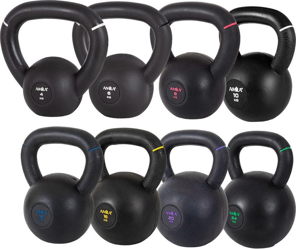ΒΑΡΟΣ AMILA KETTLEBELL ORIGINAL RUBBER ΜΑΥΡΟ/ΜΩΒ (20 KG)