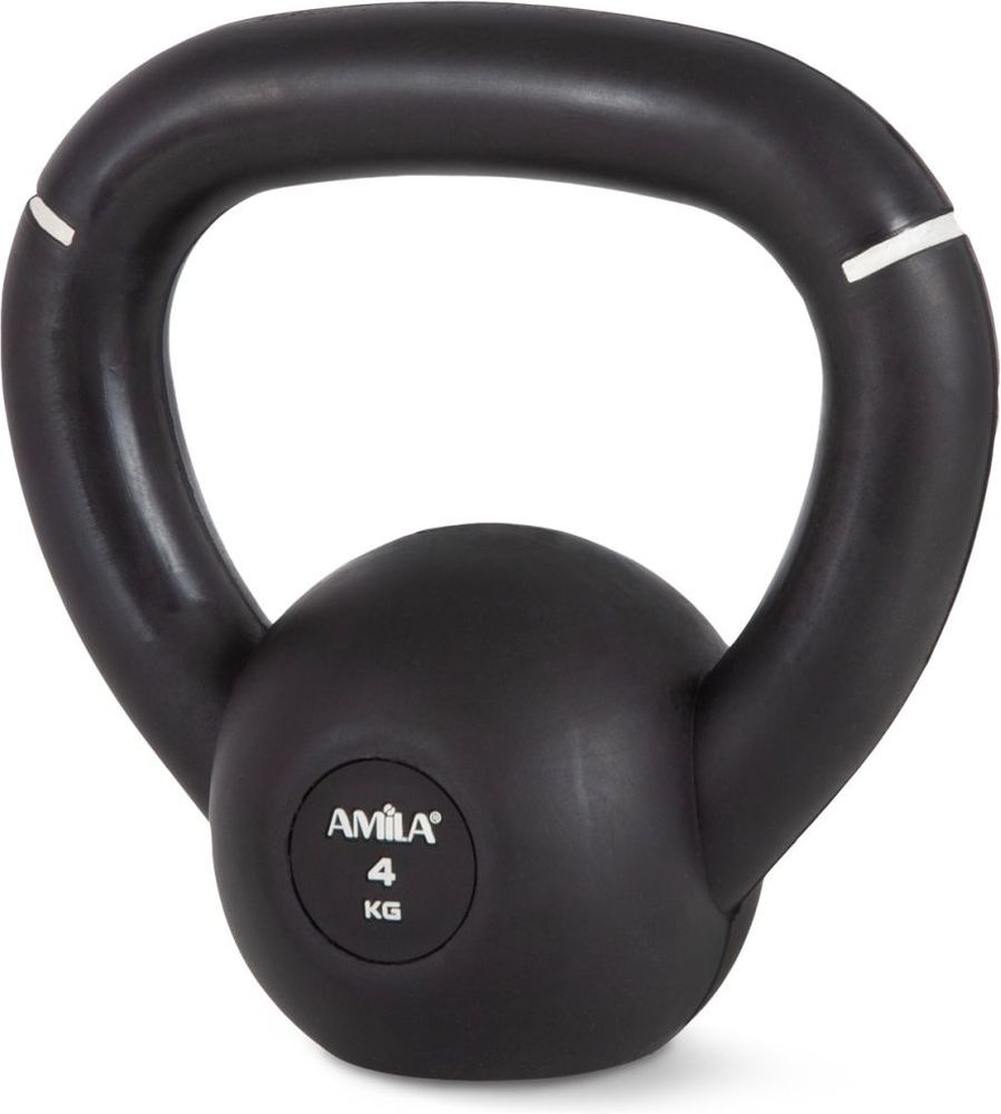 ΒΑΡΟΣ AMILA KETTLEBELL ORIGINAL RUBBER ΜΑΥΡΟ/ΛΕΥΚΟ (4 KG)