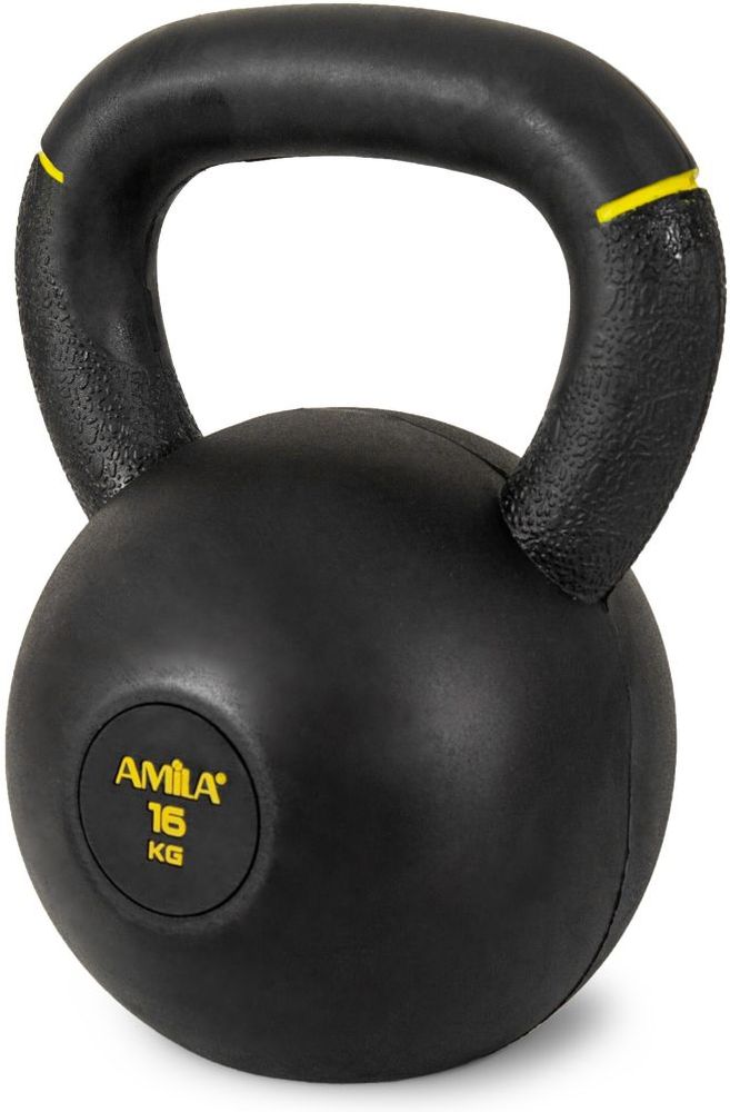 ΒΑΡΟΣ AMILA KETTLEBELL ORIGINAL RUBBER ΜΑΥΡΟ/ΚΙΤΡΙΝΟ (16 KG)