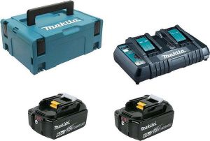 MAKITA BATTERY KIT 18V 2X BL1860 6AH + DC18RD DUAL CHARGER MAKPAC 198077-8