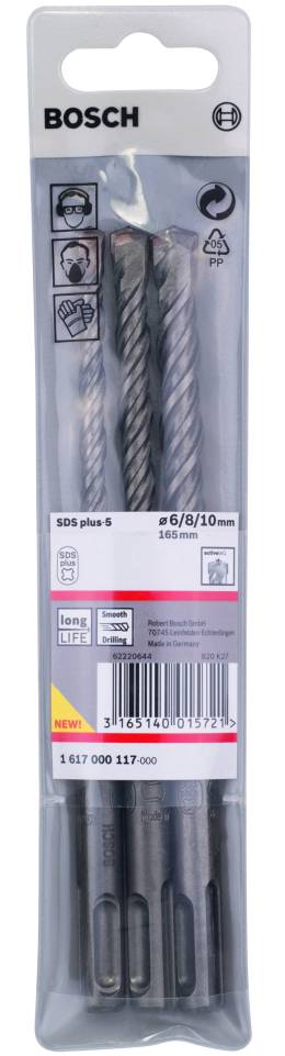 ΣΕΤ 3 ΤΕΜ BOSCH SDS PLUS Φ6-8-10 165ΜΜ 1617000117 BOSCH