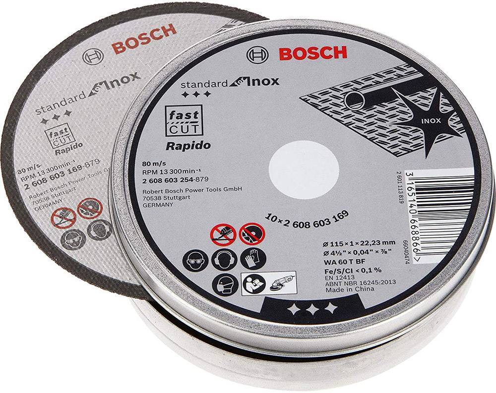 ΔΙΣΚΟI ΚΟΠΗΣ 10 ΤΕΜ BOSCH INOX 115ΜΜ 1ΜΜ 2608603254