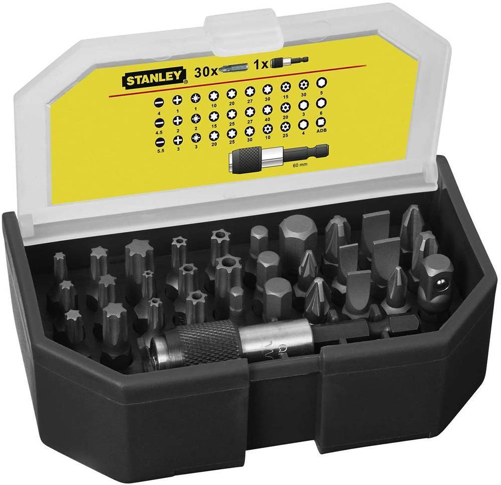 STANLEY ΣΕΤ 31 ΤΕΜ ΚΑΣΕΤΙΝΑ STANLEY ΜΥΤΕΣ + ΜΑΓΝΗΤΙΚΟΣ ΑΝΤΑΠΤΟΡΑΣ 1/4'' 1-13-903