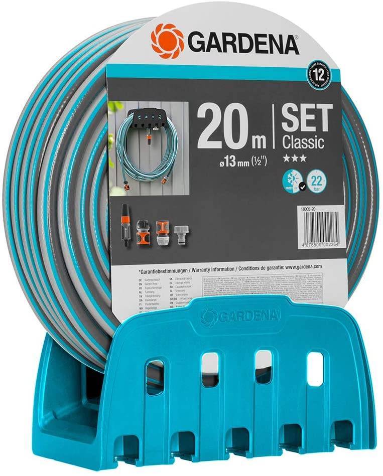 ΛΑΣΤΙΧΟ GARDENA CLASSIC 13 MM (1/2") - 20 Μ. ΜΕ ΚΡΕΜΑΣΤΡΑ ΚΑΙ ΣΥΝΔΕΣΜΟΥΣ 18005-50