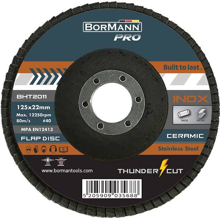 BORMANN ΔΙΣΚΟΣ ΛΕΙΑΝΣΗΣ THUNDER-CUT INOX ΜΕ ΦΥΛΛΑΡΑΚΙΑ CERAMIC BORMANN BHT2011 125X22 #40 20ΤΕΜ (035688)