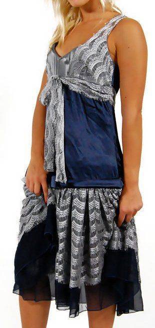 ΦΟΡΕΜΑ JLO ΜΕ ΔΑΝΤΕΛΑ ΣΚΟΥΡΟ ΜΠΛΕ/ΓΚΡΙ (XS)