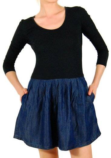 DKNY ΦΟΡΕΜΑ DKNY ΜΕ DENIM ΦΟΥΣΤΑ