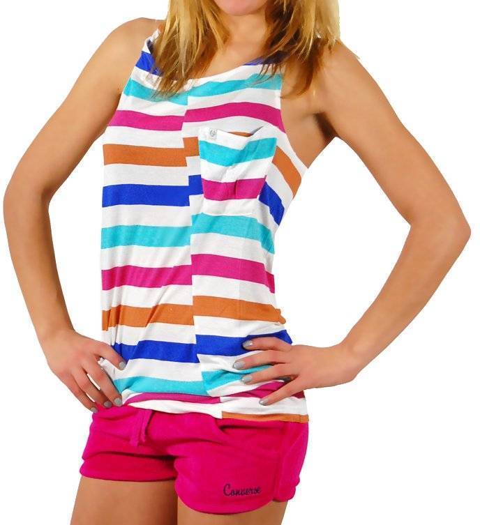 RAGWEAR TOP RAGWEAR GAIA ΛΕΥΚΟ ΜΕ ΠΟΛΥΧΡΩΜΕΣ ΡΙΓΕΣ