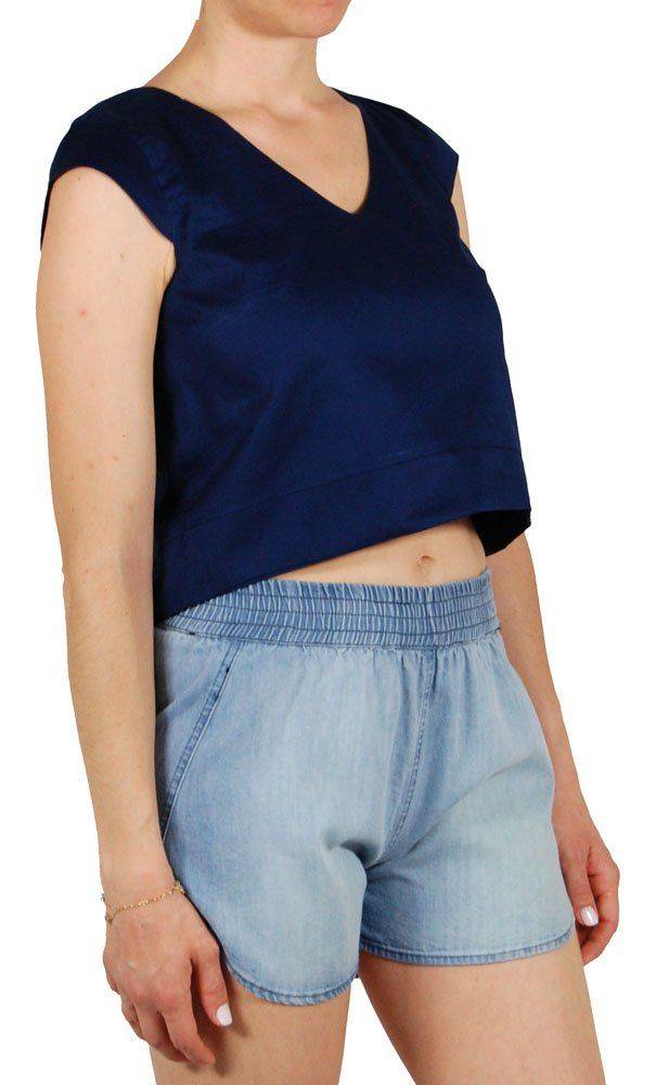 HELMI CROP TOP HELMI BY ANNA PRELEVIC ΣΚΟΥΡΟ ΜΠΛΕ