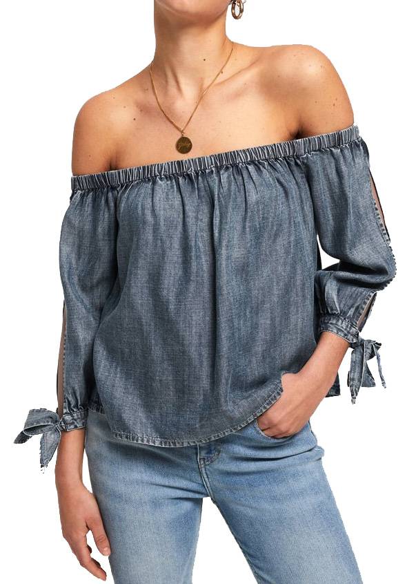 TOP SUPERDRY HELENA G60103JT DENIM ΜΠΛΕ