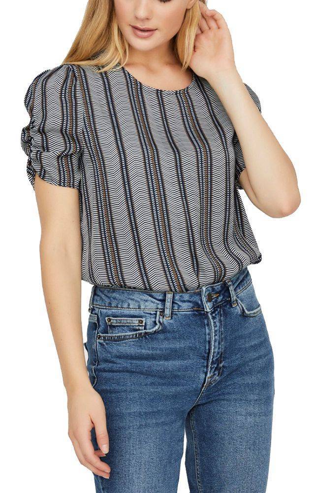 TOP VERO MODA VMJUNA ΜΕ ΣΧΕΔΙΟ 10227618 ΣΚΟΥΡΟ ΜΠΛΕ