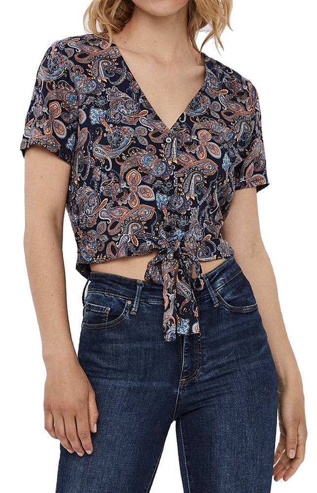 VERO MODA ΠΟΥΚΑΜΙΣΟ VERO MODA VMSIMPLY ΜΕ ΣΧΕΔΙΟ 10227841 ΣΚΟΥΡΟ ΜΠΛΕ