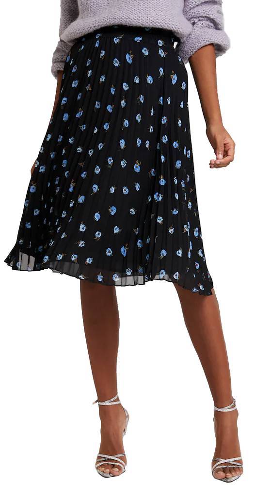 MINIMUM ΦΟΥΣΤΑ MINIMUM VINETTA 6181 MIDI FLORAL ΜΑΥΡΟ