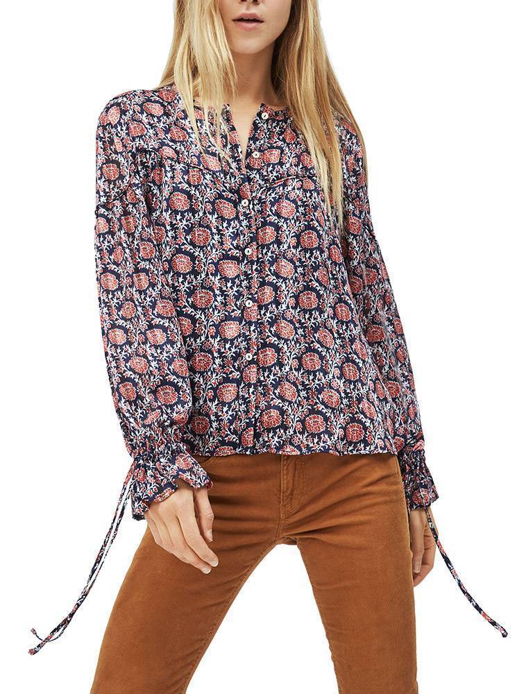 PEPE JEANS ΠΟΥΚΑΜΙΣΟ PEPE JEANS CARRIE FLORAL PRINT PL303815 ΣΚΟΥΡΟ ΜΠΛΕ/ΚΟΚΚΙΝΟ/ΛΕΥΚΟ