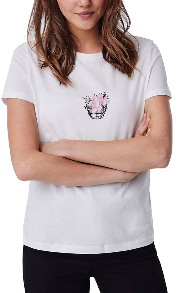 VERO MODA T-SHIRT VERO MODA VMDONNAFRANCIS FLOWER BASKET 10244391 ΛΕΥΚΟ