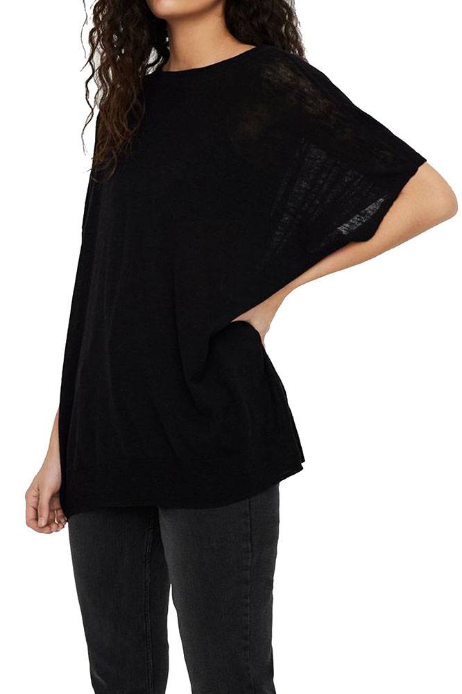 ΠΟΥΛΟΒΕΡ VERO MODA VMFLYSTA LINEN OVERSIZED 10242384 ΜΑΥΡΟ