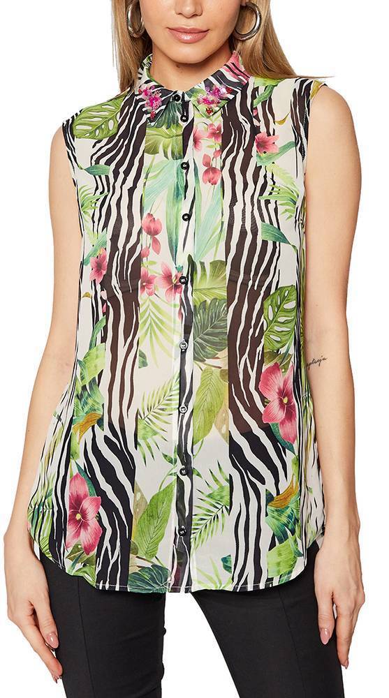 GUESS ΠΟΥΚΑΜΙΣΟ GUESS CLOUIS GEORGETTE W1GH0RW70Q0 ΠΟΛΥΧΡΩΜΟ