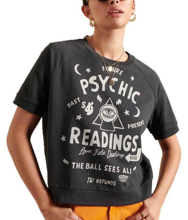 T-SHIRT SUPERDRY WORKWEAR CROPPED W1010480A WASHED ΜΑΥΡΟ