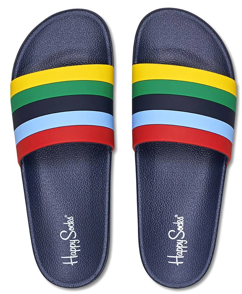 ΣΑΓΙΟΝΑΡΕΣ HAPPY SOCKS POOL SLIDER STRIPE STR114-6500 ΣΚΟΥΡΟ ΜΠΛΕ