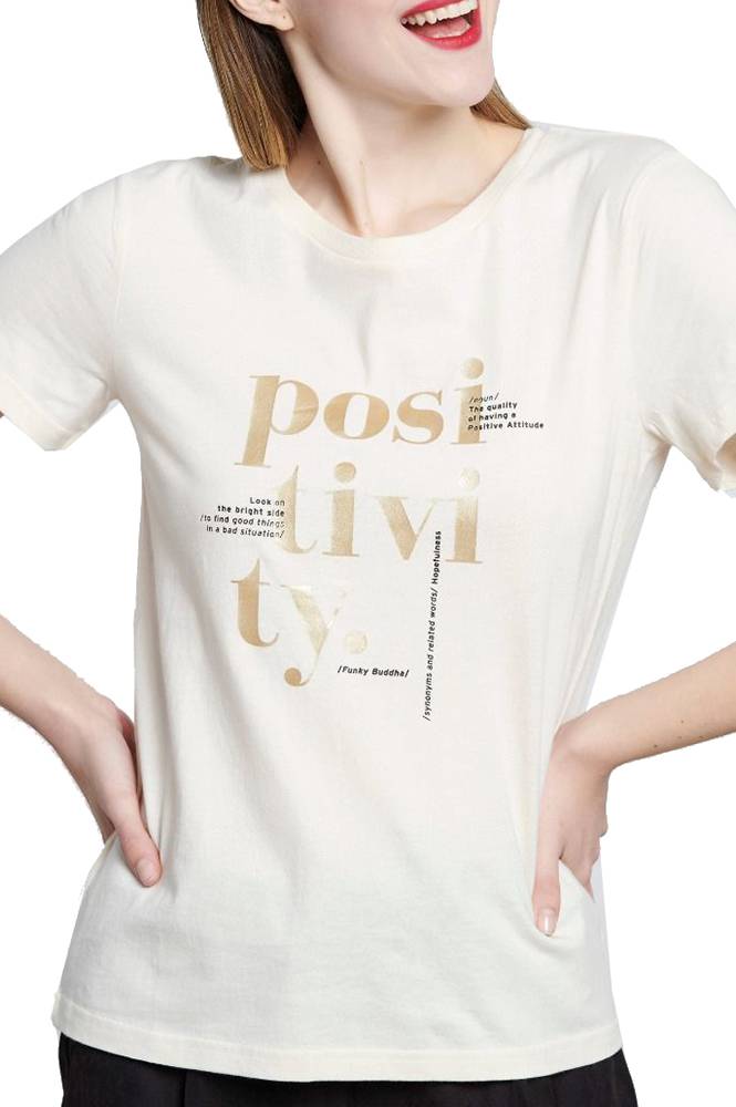 FUNKY BUDDHA T-SHIRT FUNKY BUDDHA POSITIVITY FBL003-127-04 ΜΠΕΖ