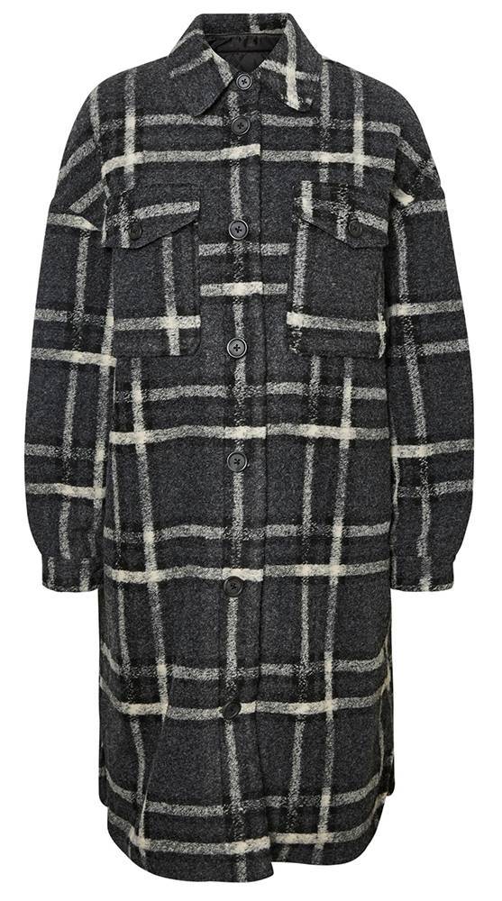 VERO MODA ΠΑΛΤΟ ΠΟΥΚΑΜΙΣΟ VERO MODA VMCHRISSIE ΚΑΡΟ 10237134 ΣΚΟΥΡΟ ΓΚΡΙ ΜΕΛΑΝΖΕ