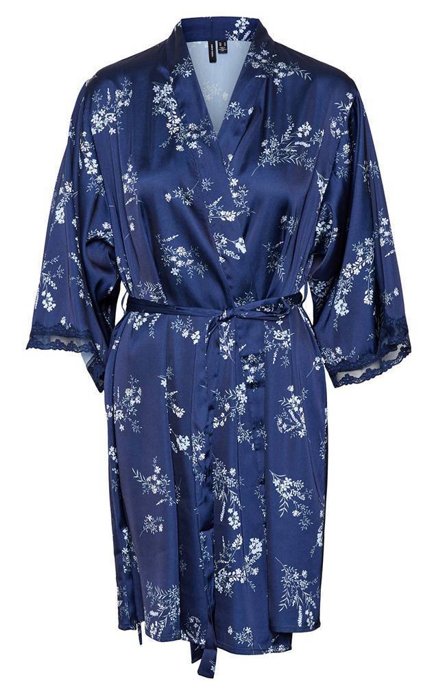 VERO MODA ΡΟΜΠΑ VERO MODA VMSILLE KIMONO FLORAL 10254094 ΣΚΟΥΡΟ ΜΠΛΕ