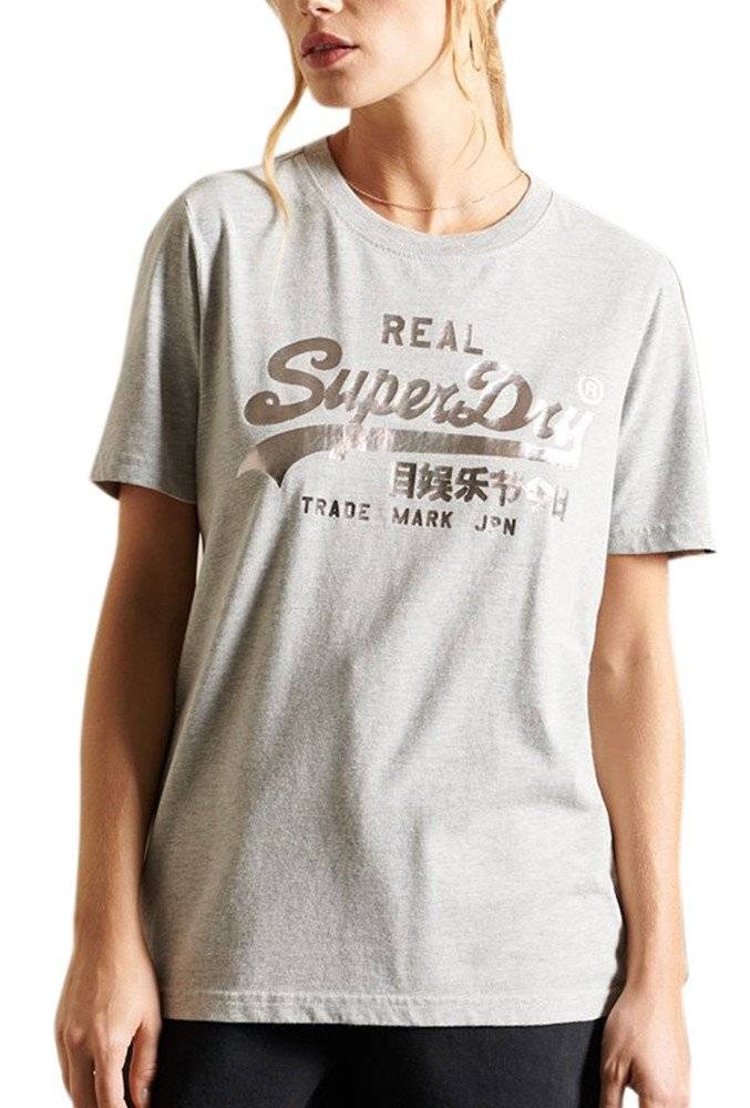 SUPERDRY T-SHIRT SUPERDRY VL BOHO SPARKLE W1010731A ΓΚΡΙ ΜΕΛΑΝΖΕ