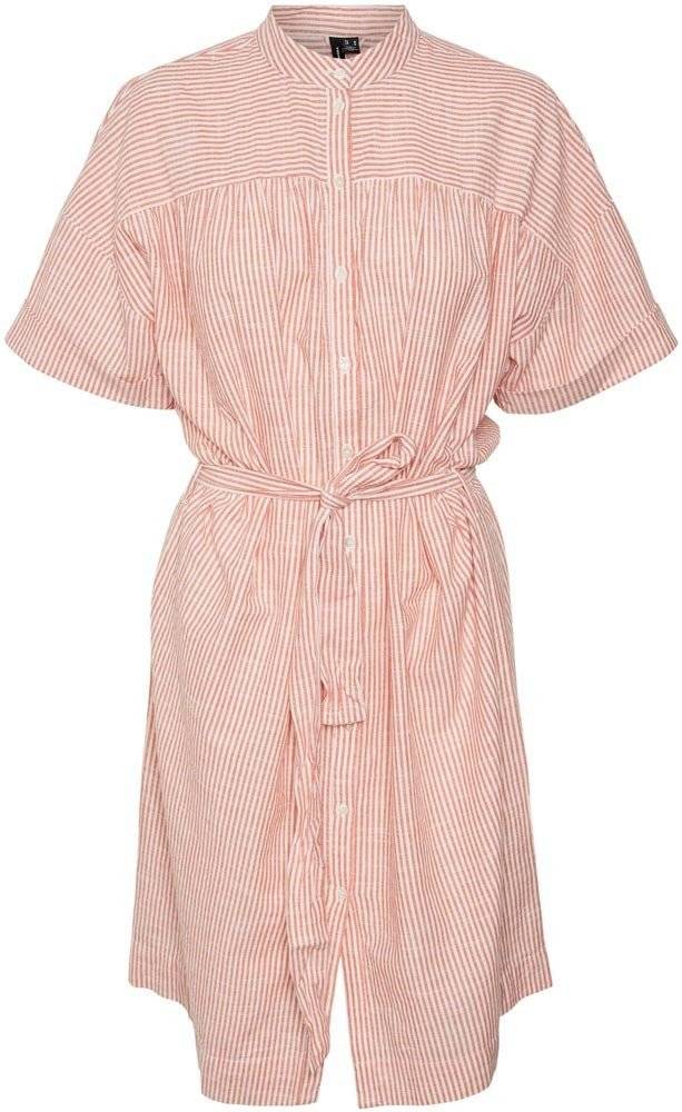 VERO MODA ΦΟΡΕΜΑ VERO MODA VMJILY STRIPES 10260793 ΡΙΓΕ ΚΟΚΚΙΝΟ/ΛΕΥΚΟ