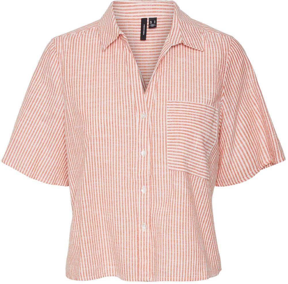 VERO MODA ΠΟΥΚΑΜΙΣΟ VERO MODA VMJILY 2/4 STRIPES 10260795 ΡΙΓΕ ΚΟΡΑΛΙ/ΛΕΥΚΟ