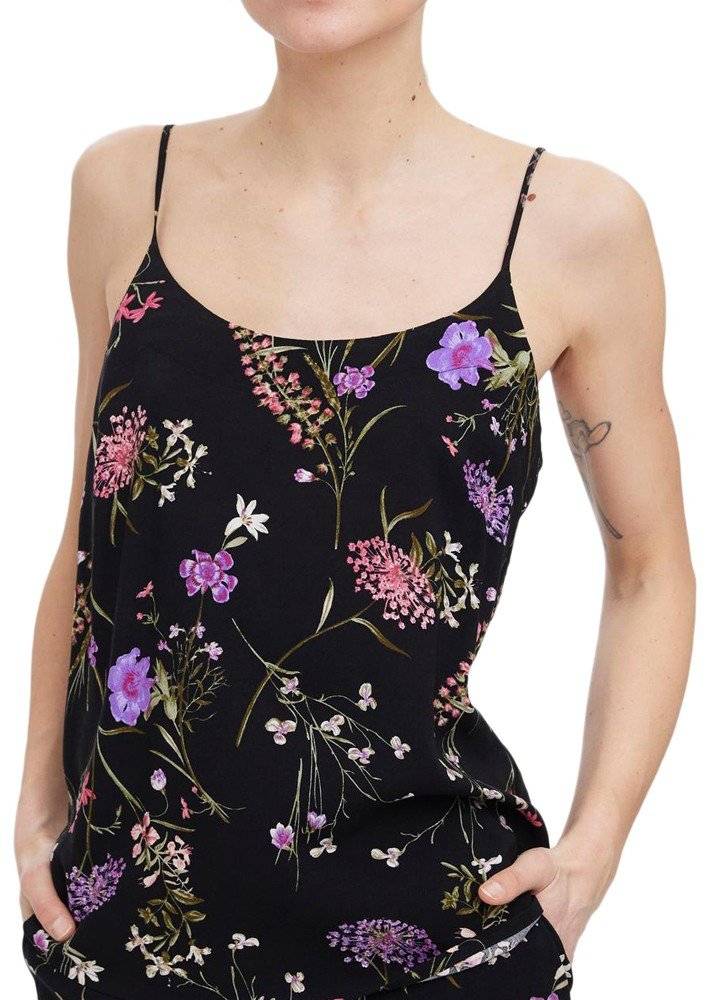 TOP VERO MODA VMEASY 10245152 FLORAL ΜΑΥΡΟ