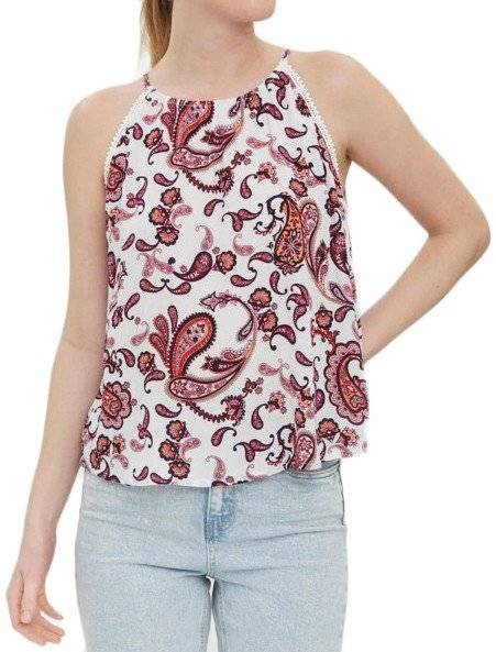 VERO MODA TOP VERO MODA VMPEACE HALTER 10266045 AOP PIPI ΛΕΥΚΟ