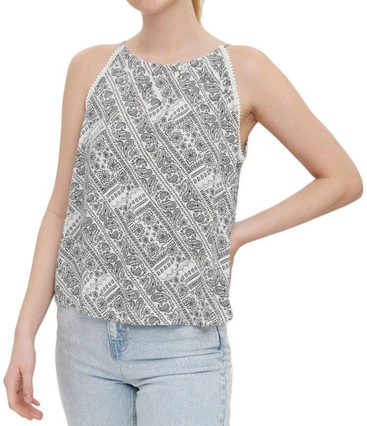 TOP VERO MODA VMPEACE HALTER 10266045 AOP PAOLA ΛΕΥΚΟ