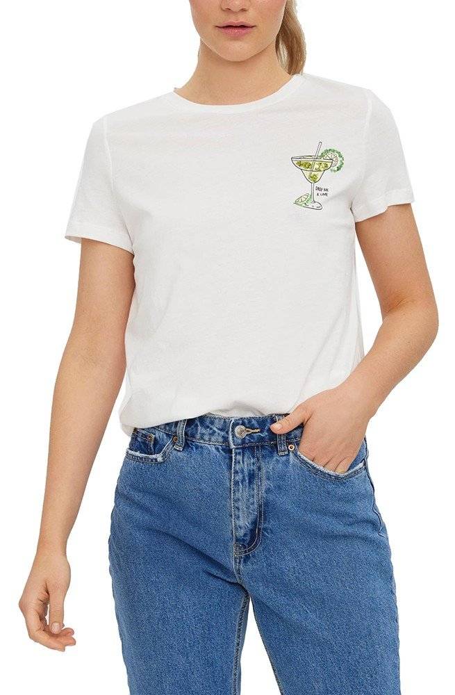 VERO MODA T-SHIRT VERO MODA VMTESSFRANCIS DRINK 10267231 ΛΕΥΚΟ