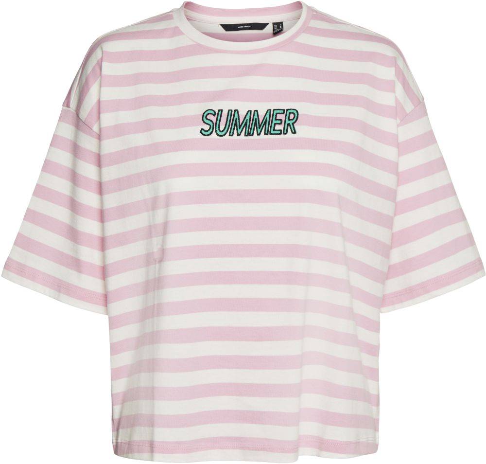 VERO MODA T-SHIRT VERO MODA VMULAKELLY SUMMER 10267249 ΡΙΓΕ ΡΟΖ/ΛΕΥΚΟ