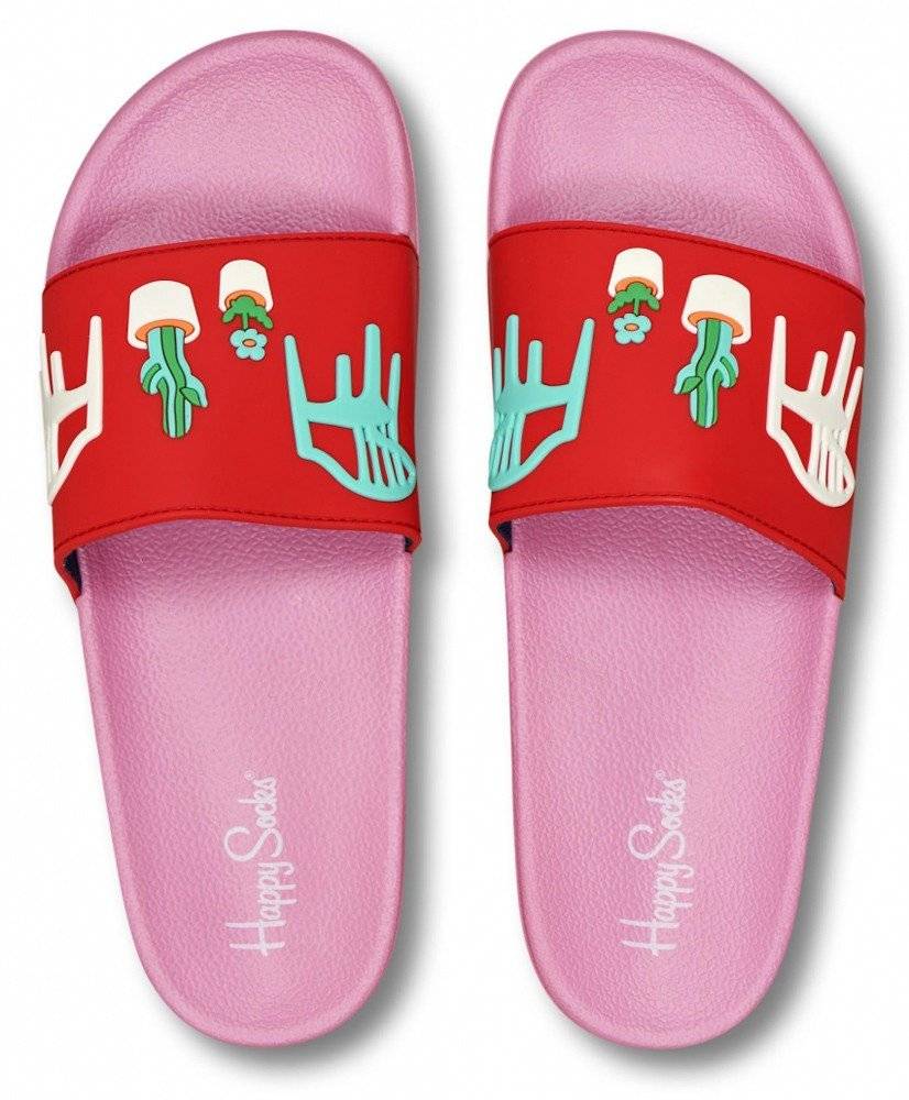 ΣΑΓΙΟΝΑΡΕΣ HAPPY SOCKS POOL SLIDER BALCONY BAL114-3300 ΚΟΚΚΙΝΟ/ΡΟΖ