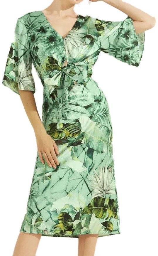 GUESS ΦΟΡΕΜΑ GUESS ARIEL W2GK23WD8G2 FLORAL ΠΡΑΣΙΝΟ