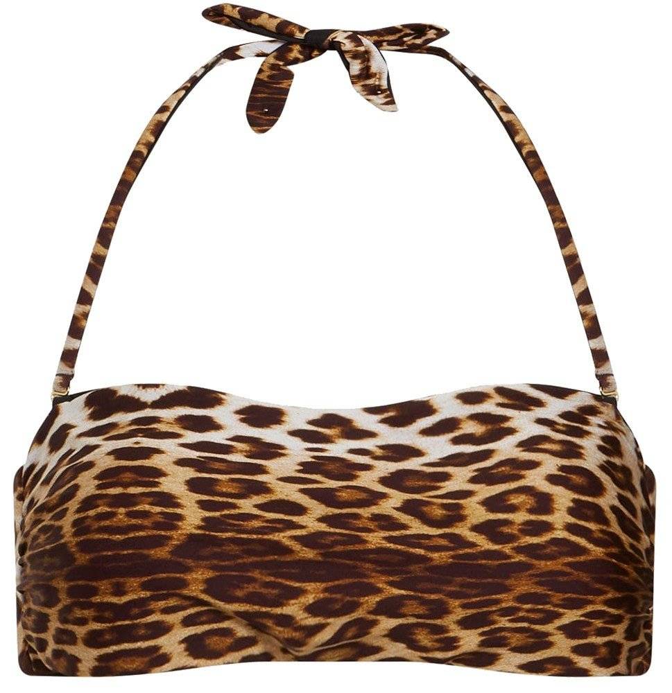 BIKINI TOP GUESS BANDEAU E2GJ39MC04R ANIMAL PRINT ΜΑΥΡΟ
